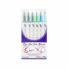 Sign Pen Twin Brush Green Hues 6 Pack