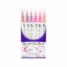 Sign Pen Twin Brush Pink Hues 6 Pack