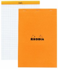 Rhodia Pads, 8.25" x 11.75", Graph, Orange, 80/Sht, 80 gsm, Staple Bound