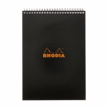 Rhodia Wire-Bound Sketchbook, 8.25" x 11.75" - Graph - Black - 80 Sheets - 80gsm - Wire Bound