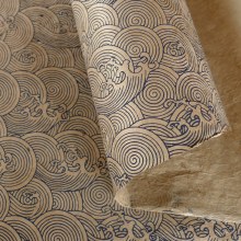 Additional picture of Lamali Decorative Lokta Paper, Okinawa, Cream, Blue Silkscreen
