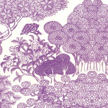 Additional picture of Lamali Decorative Lokta Paper, Kongpo - White, Violet Silkscreen