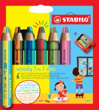 Stabilo Woody 3 in 1 due Set, 6-Piece Wallet Set with Sharpener