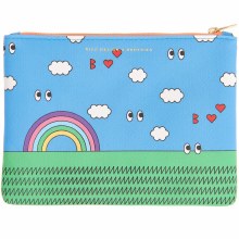 Zipper Pouches, Large, Rainbow Clouds, Blue