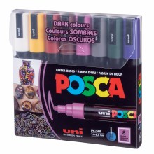 POSCA Paint Marker Sets, 8-Color PC-5M, Dark Color Set