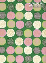 Lolli in Pink, Lime, Cream & Gold on Grass Green Paper