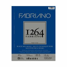Fabriano 1264 Black Mixed Media Pad, 9" x 12", 120 lb.