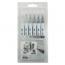 Clean Color Real Brush Marker Sets, Cool Grey Set of 6