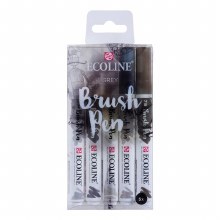 Ecoline Brush Marker Set, 5-Pen Gray Set