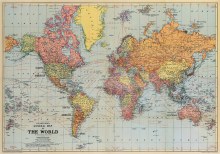Decorative Italian Papers, World Map - 20 in. x 28 in.