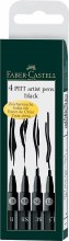 PITT Artist Brush Pen Sets, 4 Pen Set - Black, Assorted Nibs - Wallet
