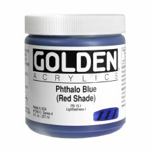 Golden Heavy Body Acrylics, 8 oz, Pthalo Blue (Red Shade)