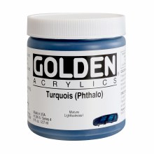 Additional picture of Golden Heavy Body Acrylics, 8 oz, Turquoise (Pthalo)