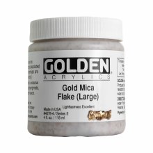 Golden Iridescent Acrylics, 4 oz Jars, Gold Mica Flake Large