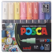 POSCA Paint Marker Sets, 16-Color PC-1M Extra Fine Basic Set