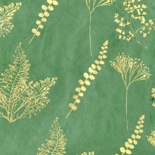 Additional picture of Lamali Decorative Lokta Paper, Botanic, Green, Gold Silkscreen