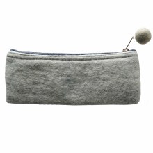 Additional picture of Felt Handmade Pouch, Light Grey, Long