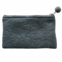 Additional picture of Felt Handmade Pouch, Dark Grey, Large