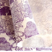 Additional picture of Lamali Decorative Lokta Paper, Kongpo - White, Violet Silkscreen
