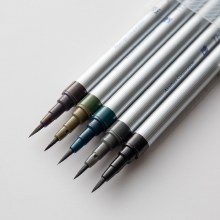 Additional picture of Akashiya Thin Line Permanent Brush Pen, Set of 5