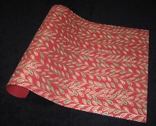Additional picture of Pussy Willow in Putty, Emerald & Gold on Crimson Red Paper