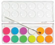 Additional picture of Chrome Blends Watercolor Paint Set, 12-Color Neon Set with Brush