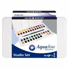 Additional picture of Aquafine 48-Color Half-Pan Watercolor Travel Set with Brush