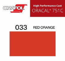 30" ORACAL 751 HIGH PERFORMANCE CAST CUT VINYL RED ORANGE 033 10 yd Roll