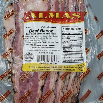 Almas Beef Bacon, Halal, 8oz