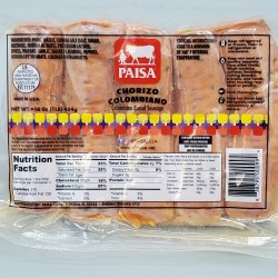 Paisa Chorizo Sausage Colombia 16oz