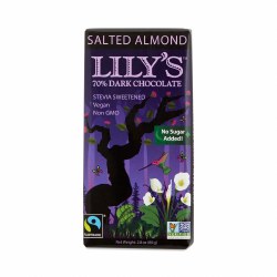 Lilly's Dark Chocolate Bar 70% Salted Almond 3oz