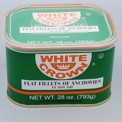 White Crown Anchovies in Soya Oil 28 oz