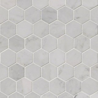 CARRARA WHITE - 2" HEXAGON