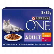 Purina One Adult Chicken & Beef 8x 85g