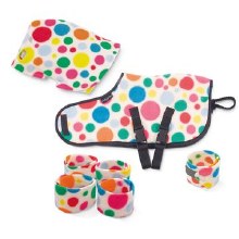 Crafty Ponies Snuggle Rug Set In White With Different Coloured Dots