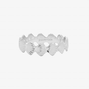 PURA VIDA CLAMSHELL SILVER RING 6