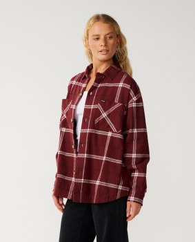 RC WOMEN'S VENTURE FLANNEL SHIRT DARK PLUM XS