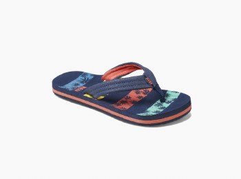 REEF JUNIOR AHI FLIP FLOPS NAVY PALMS US J6/7