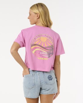 RC WOMEN'S SUN &amp; SEA CROP TEE PINK XS