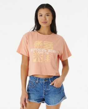 RC ALWAYS SUMMER CROP TEE CORAL XL