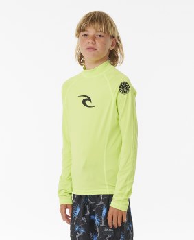 RC JNR BRAND WAVE L/S RASH VEST LIME 8