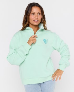 RC WOMEN'S 1/2 ZIP JUMPER AQUA XS