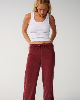 RC WOMEN'S KEEPSAKES CORD PANTS PLUM XS