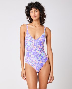 RC WOMEN'S PALM PARTY SWIMSUIT PURPLE XS