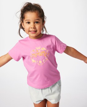 RC GROMS RAINBOW LOGO TEE PINK 3-4