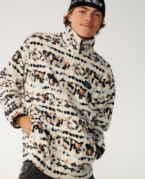 RC MEN'S SESSIONS ZIP FLEECE VINTAGE WHITE S