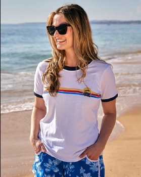 SR CELESTE STRIPE RINGER TEE WHITE 8