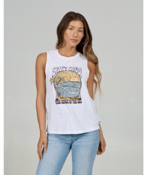 SC WOMEN'S KEYHOLE MUSCLE TANK WHITE XS