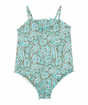 RX GIRL'S MINI ME SWIMSUIT OIL GREEN PAISLEY 5