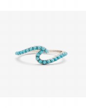 PV SILVER WAVE RING BLUE STONE STUDS 6